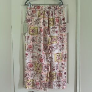 Joie Pants Womens Size M Multicolor Floral Wide Leg Linen Pants Resort Wear NWT